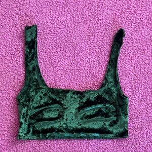 Velvet Green Crop Top